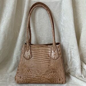 Brahmin Tan Croc-Embossed Shoulder Bag